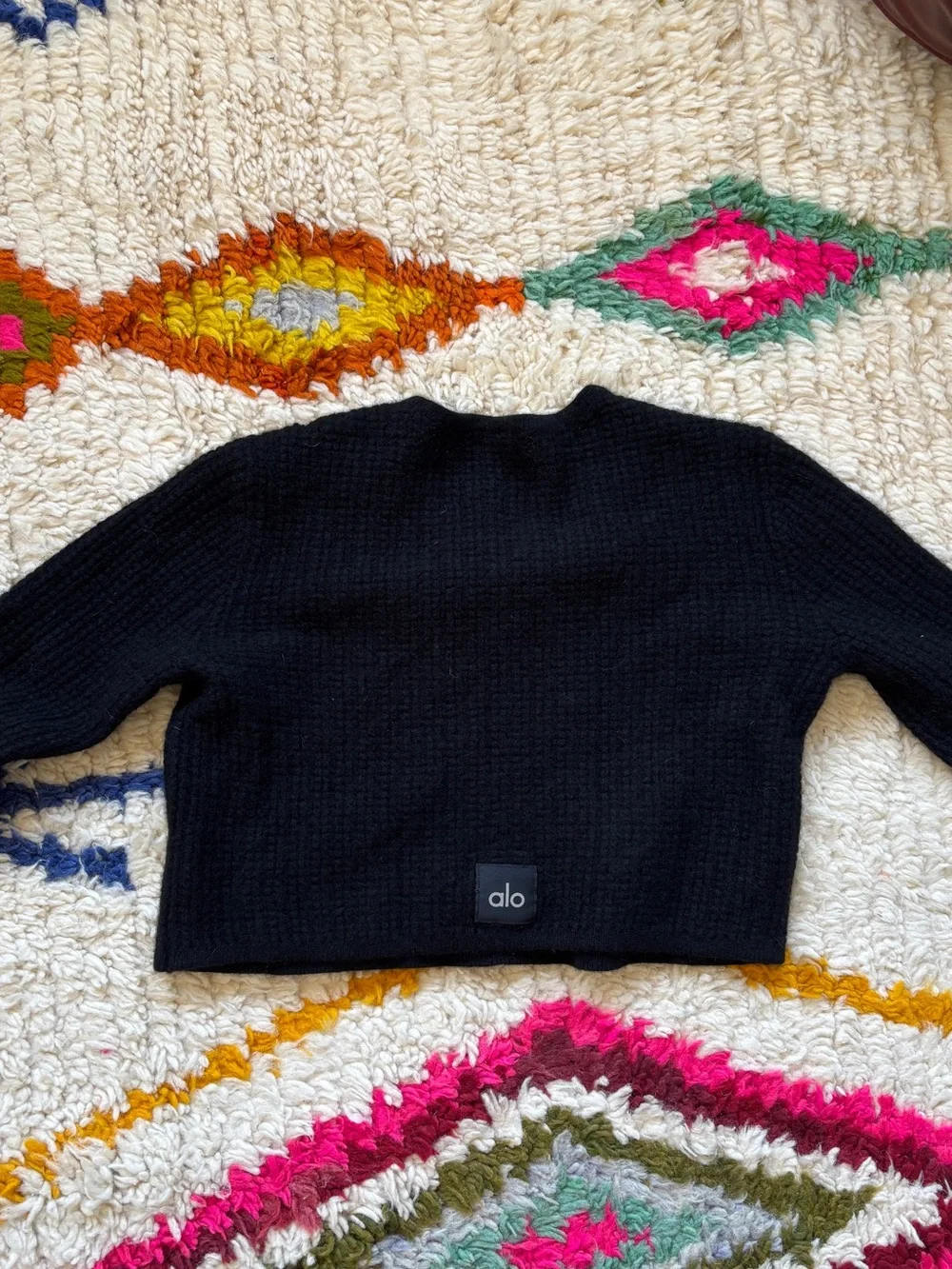 ALO Black 100% Cashmere Waffle Sweater Set (Top and Bottom)